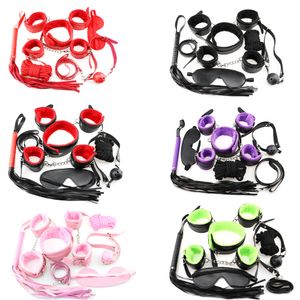 Beauty Items Bdsm Toys Restraint Set Bondage Handcuffs Whip Gag Blindfold Erotic Adult Game Fetish SM Harness Strap sexy Toy for Women Couples