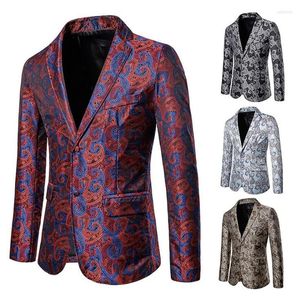 Men's Suits Men Blazer Glossy Flower Dark Grain Two Buckle Lapels Autumn Masculino Slim Fit Casaco Jaqueta Masculina Coats Mens Jacket