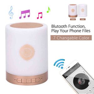 Tragbare Lautsprecher Bluetooth Lautsprecher Touch Verstellbarer drahtloser Koran USB Fernbedienung FM Radio Home Bunte kleine LED -Lampengeschenk MP3 tragbare T220831