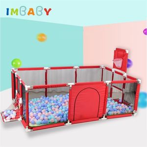 Babyschiene IMBABY Laufstall für Kinder Säuglingszaun Sicherheitsbarrieren Kinderballbecken Spielplatz Fitnessstudio mit Basketball-Fußballfeld 220830