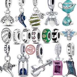 925 Silber Charm Bead für Pandora Charms Armband Teekanne Firefly Bee Gitarre Tapisserie Charms Ciondoli DIY Feine Perlen Schmuck