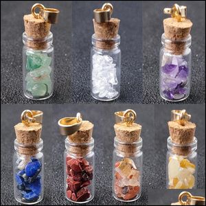 Charms Fashion Cravel Hearling Crystal Energy Stone Drift Bottle Charms Acessórios pendentes