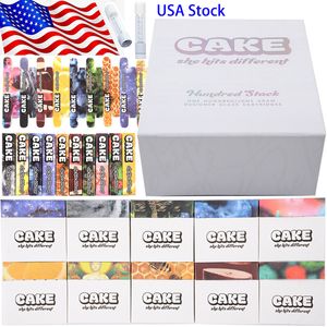 USA Stock Cake All Glass Atomizers Strains Vape Cartridges Packaging With Box Pack Empty Dab Pen Wax Vaporizer E Cigarettes ml Ceramic Coil Carts Press in