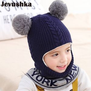Caps Hats Baby Winter Pom Knit Kids Beanie para menino e garoto com lenço com forro de lã HT19029 220830