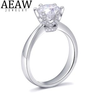 حلقة زفاف حلقة Solitaire 20CARAT 80MM D ROUND BRILLLIANT CUT CURMANGE REAL 14K WHITE GOLD CERFITITION for Women 220829