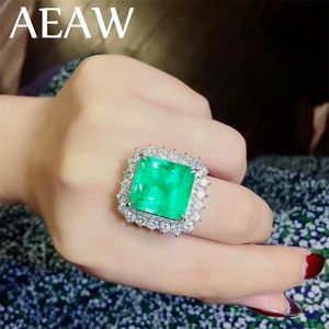 Solitaire Ring Wedding Rings 10 Fine Jewelry Real 9K White Gold AAA Colombian Lab Created Emerald with Gemstone for women 220829