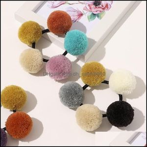 Pony Tails Holder Sweet Five Colored Hair Ball Head Rope Women Hairtie Elastic Rubber Band Cute Headwear Thick Ponytail Accessories C Dhtca