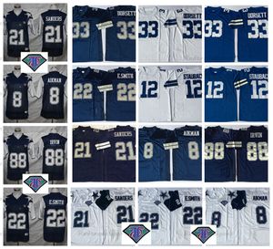 Jersey Vintage 75th 8 Troy Aikman 21 Deion Sanders Futbol Formaları 12 Roger Staubach 22 Emmitt Smith 33 Tony Dorsett 88 Michael Irvin Şükran Günü