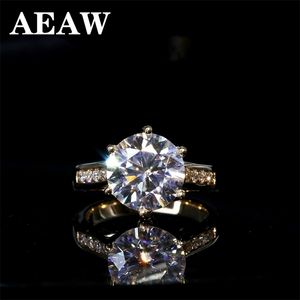 Кольцо-пасьянс Обручальные кольца 5 Элегантное кольцо цвета DEF с круглым ореолом обручальное кольцо с бриллиантом для женщин из 14-каратного золота 220829