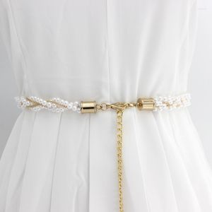 Cinture Donna Elegante imitazione perla Perline Pantaloni in metallo Accessori per abiti Delicata 2022 Moda Catena regolabile in vita