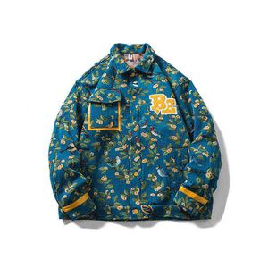 Kvinnorjackor Kvinnorjacka Autumn 2022 HARAjuku Baseball Floral Men Bomber Varsity Jacket Warm Coat Techwear Y2K kläder Overcoat Male Tunic T220830