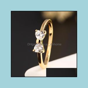 Solitaire Ring Ring For Women Diamond Engagement 18K Gold Plated Cubic Zirconia Sapphire Gemstone Rings Wedding Set Drop Del Yydhhome Dhk9A