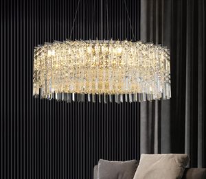 Lustre de cristal moderno para sala de estar Luxo de luxo Sala de jantar cromo redondo luminária pendurada luminária de casa lâmpada de quarto led de quarto