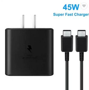 45W типа USB-C Super Fast Complece Chargers и 1M кабеля для Samsung S21 Note10 с упаковочной коробкой