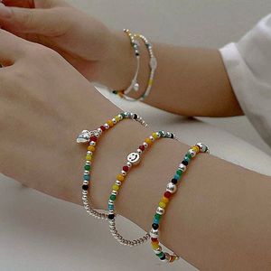 S3182 Modna biżuteria kolorowe żywice Bransoletki dla kobiet koraliki z żywicy uśmiech niedźwiedź elastyczne bransoletki