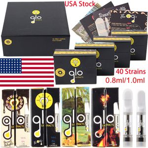 USA Stock Glo Atomizers med det senaste paketet ml ml VAPE patroner Förpackning Tom Oil Pyrex Ceramic Carts Vaporizer E Cigarettmagnetisk displaybox