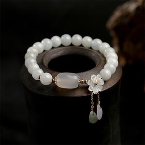 Bangle Natural Jade Emerald Agate Beads Bracelet Adjustable Bangle Charm Jewelry Yoga Water Drop Shell Flower Pendant Bracelet Woman 220831