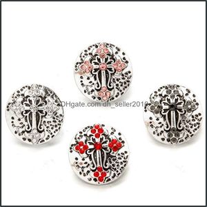 CLASPS HOODS Fashion Crystal Cross 18mm Snap Button Jewelry Vintage Flower Graved Noosa Chunks Diy Ginger Charms Bra Dhseller2010 DHE95