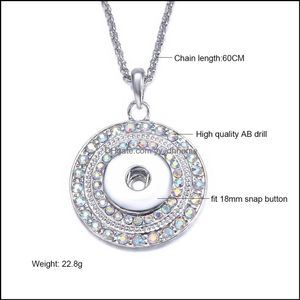 Подвесные ожерелья Noosa Snap Button Jewelry Jewelry Crytal Plendal Colending Collece с цепочкой звена 18 мм.