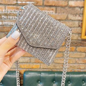 Evening Bags Luxury Designer Clutch Handle silver Shiny Crystal Wedding Purses and Handbag Shoulder mini bag 220831