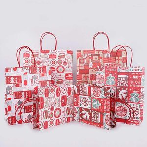 Borse portaoggetti Regalo di Natale Sacchi di Babbo Natale Sacchetto di carta Kraft Tote Pouch Confezione di bomboniere per feste di compleanno di compleanno
