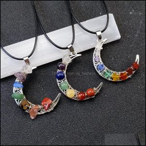 Anhänger Halsketten Reiki Heilung Cystal Sieben Chakra Perlen Energie Anhänger Retro Mond Charms Halsketten Pendum Amet Orgonit Dhseller2010 Dh70D