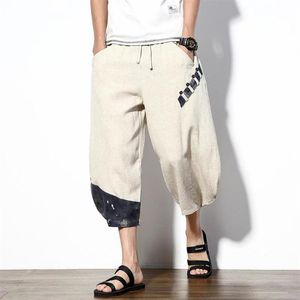 Harem Calça Moda Estilo venda por atacado-Fashion Style Cotton Linen Harem Pants Men Summer Summer Casual Mens calças Harajuku Male calças no tornozelo240q