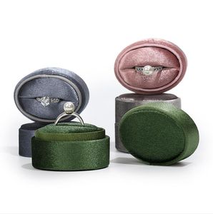Oval Velvet Ring Box Wedding Ring Boxes Vintage Handgjorda ringar Holder Lagring Display Smycken Organiser Present Fall f￶r f￶rslag