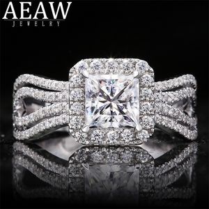 Solitaire Ring Wedding Rings 10carat 55mm Princess Cut DF Color VVS1 Excellent Engagement Halo Ring Real 18k White Gold for Lady Gift 220829