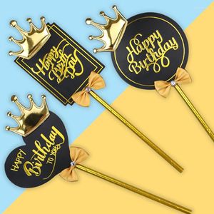 Abastecimento festivo Carta de feliz aniversário Bolo Topper Crown fofo INSERIR BANDS DE PARTIMAIS PARTEM BANDEBELHO BEBES