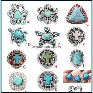 Verschlüsse Haken Noosa Türkis 18 mm Druckknopf Kreuz Naturstein Dreieck Liebe Herz Chunks DIY Ingwer Charms Bracele Dhseller2010 Dhunp