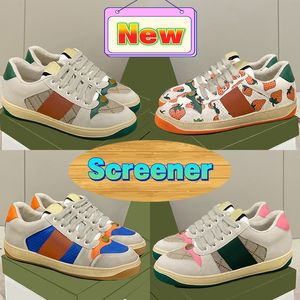 2023 Dirty Designer Casual Shoes Screener sneaker Women Men sneakers Vintage Classic Leather Web beige ebony green fuchsia blue vintage