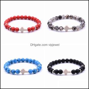 Perlen Stränge Naturstein Armband Männer und Frauen Kreuz Kreative Neue Produkte Drop Lieferung 2021 Schmuck Armbänder Dhseller2010 Dh4Ei