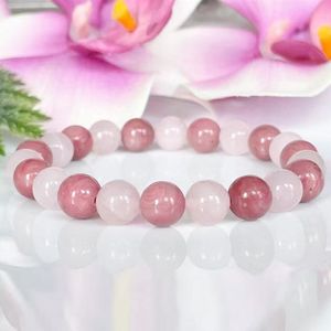 MG1551 Strand Madagascar Rose Quartz AAA Grade Rhodonite Beded Bracelet Parening Ponvers