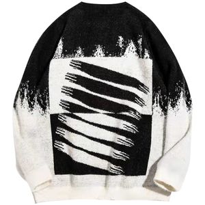 Привязанный Свитер оптовых-Мужские свитеры зимний хип хоп хараджуку вязаный свитер мужчина мужская женщина уличная одежда граффити галстук винтажный ретро пуловер пары модные свитера