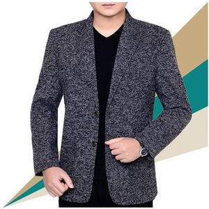 Abiti da uomo di mezza età Lana Uomo Grigio Blazer Primavera Autunno Masculino Slim Fit Casaco Jaqueta Masculina Cappotti Giacca da uomo B301