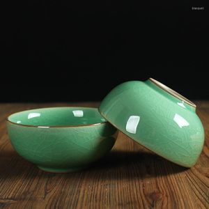 الأوعية 4.5/5inch Longquan Celadon Rice Bowl الصينية خزف الأدوات الوطن شوربة فاكهة سلطة أدوات المائدة الحاوية الحاوية الهدية