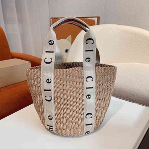 Bolsos de playa Bolsos de mano tejidos de verano Bolso de mujer Bolso de hombro de vacaciones Bolso de diseñador de lujo Crossbody Cubo femenino 220324