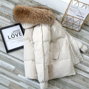 Piumino da donna Parka Caldo Addensare Giacca allentata Donna Inverno Corto collo di pelliccia con cappuccio Cappotto in cotone Coreano Donna Basic 220831