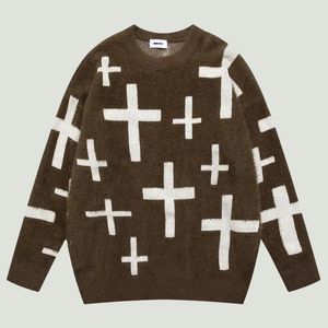 Erkek kazakları harajuku örgü tiftik jumper sweaters erkek hipster vintage sokak giyim hip hop büyük boyutlu gevşek kazak unisex 220831