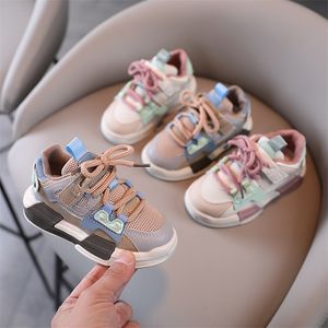 First Walkers Children Fresh Mesh Shoes Pink Girls Sneakers Spring Fashion Kids Gray Boys Casual Flat Heel Student F01221 220830