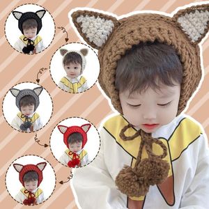 Berretti Cappello invernale Orecchio in pelle da uomo Cartoon Toddler GirlBoy Bomber Baby Protection Wear Crochet Beanie Hats Cap Ears