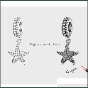 Charms Blue Cz Fl Pave Setting Cute Starfish Dangle Charm Pendant Fit Pandora Bracelet 100% Genuine 925 Sterling Sier 65 W2 Lulubaby Dhy7N