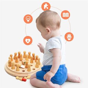 Montessori Memory Chess Game Bad Puzzles Wooden Match Stick Fun Block Educational for Children263J