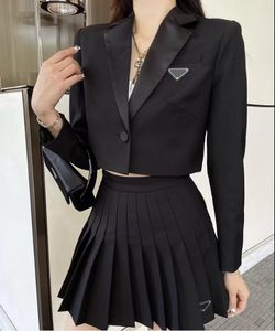 Women's Jackets Ladies Elegant Mystic Blazer girdle classic triangle badge top skirt set long skirt jacket lapel tunic coat socialite Outerwear evening Dress A001