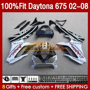 Injection mold Fairings For Daytona 675 R CC 675R 02 03 04 05 06 07 08 Kit 148No.100 675CC 2002-2008 Daytona675 2002 2003 2004 2005 2006 2007 2008 OEM Fairing white glossy