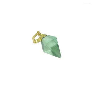 Naszyjniki wiszące 5PC Faseted Natural Jewelry Stone Green Crystal Quartz 2022 Gold Point Prezenty dla kobiet
