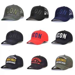 2022 бейсболка дизайнерская распродажа ICON Mens Hat Casquette d2 Роскошная вышитая шляпа Регулируемая 15 цветов Шляпы Назад Письмо Дышащая сетчатая бейсболка