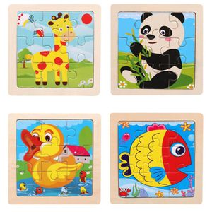 3D Wooden Puzzles Educational Cartoon Animals Early Learning Cognition Intelligence Puzzle Game For Children Toys 11X11CM