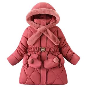 Вниз пальто детское хлопковое пальто Зима девочек с утолщенной средней длиной плюс бархатная куртка 4 12 лет 221130